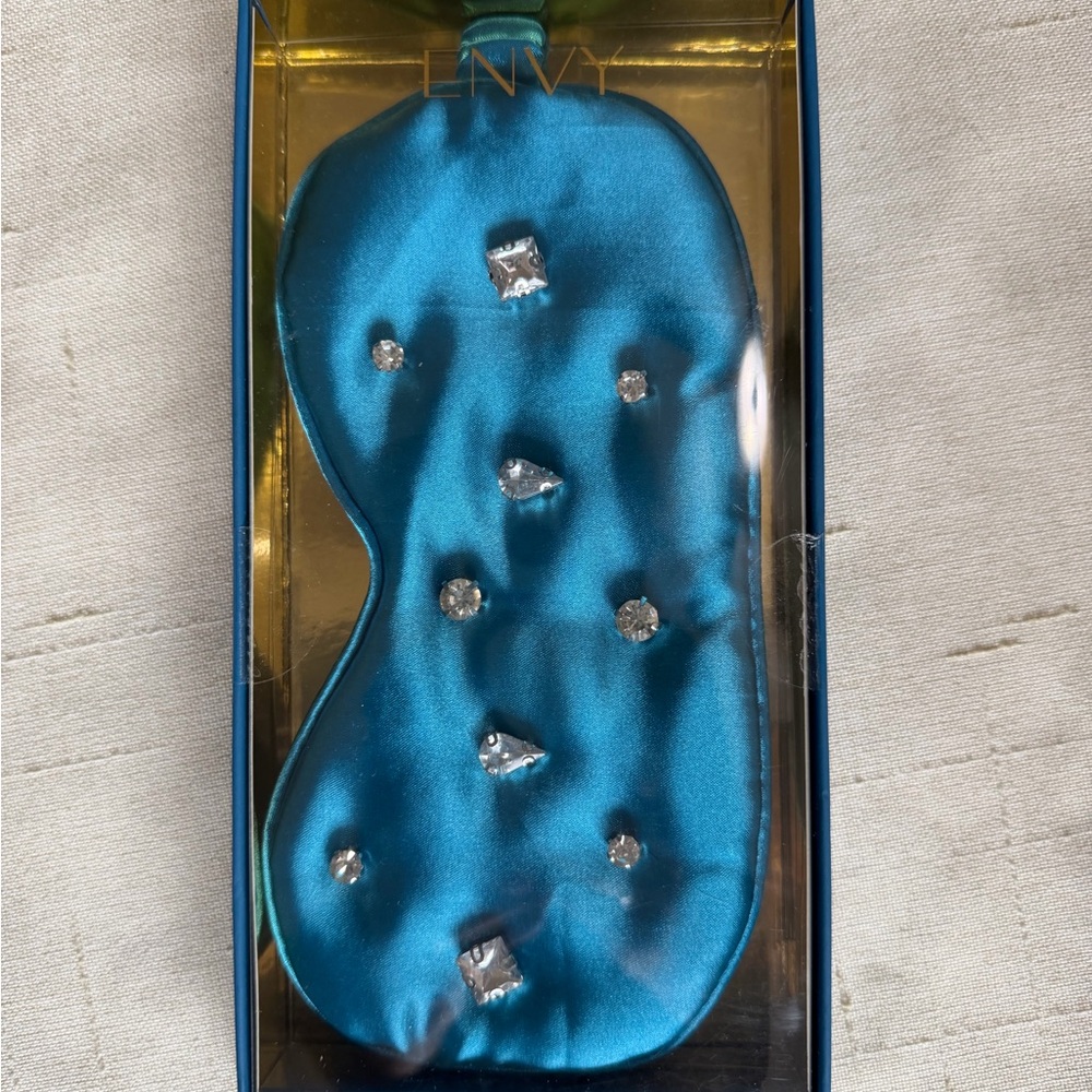 Envy Blue Satin Bling Jeweled Sleep Mask